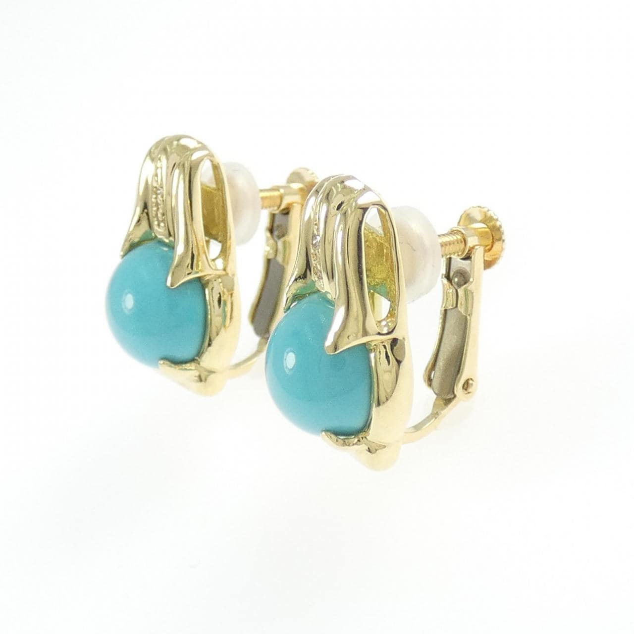 K18YG 绿松石耳夹