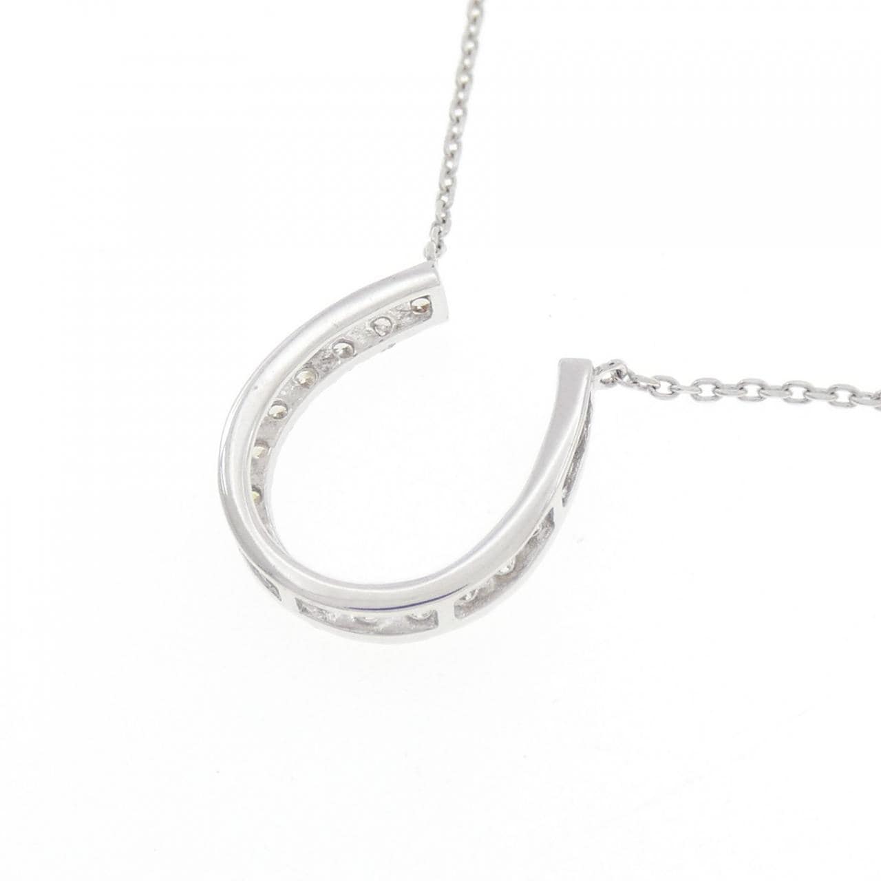 K18WG ホースシュー ダイヤモンド ネックレス 0.14CT