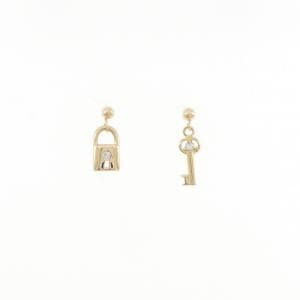 K18YG キー×カデナ ダイヤモンド ピアス 0.04CT