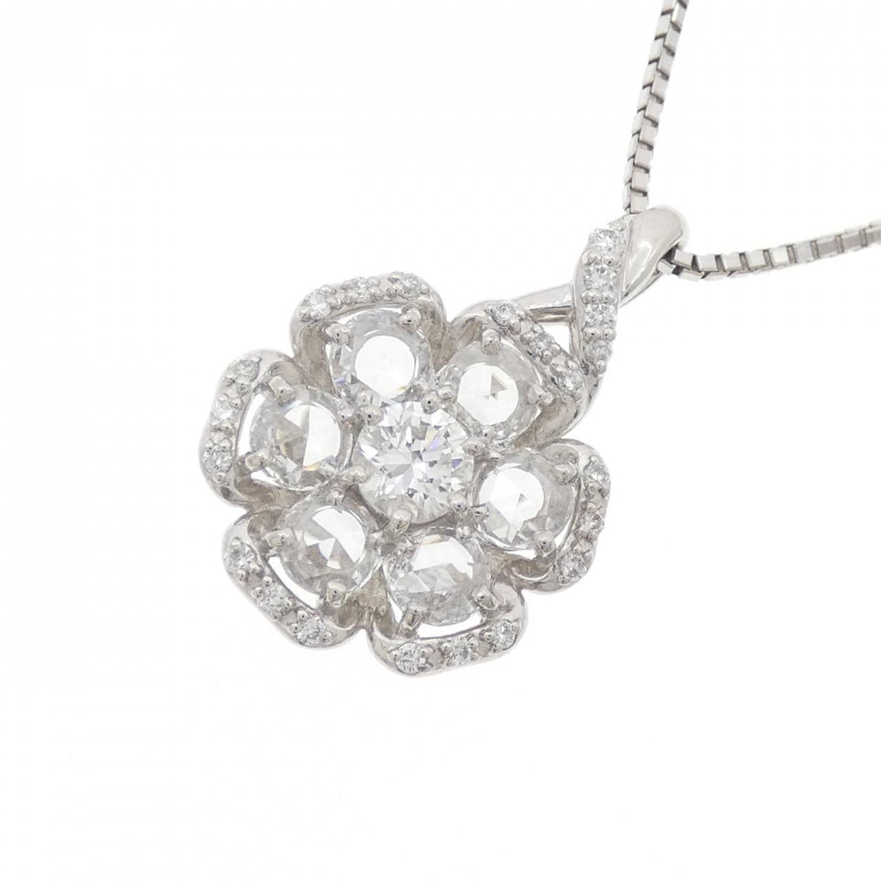 PT900/PT850 フラワー ダイヤモンド ネックレス 1.10CT