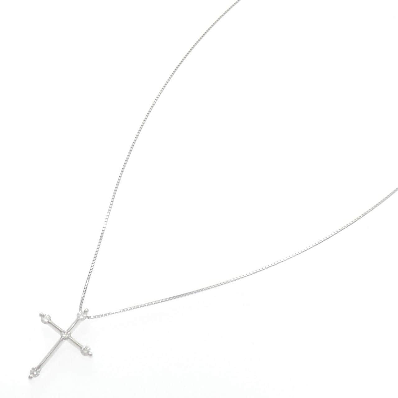 K18WG クロス ダイヤモンド ネックレス 0.21CT