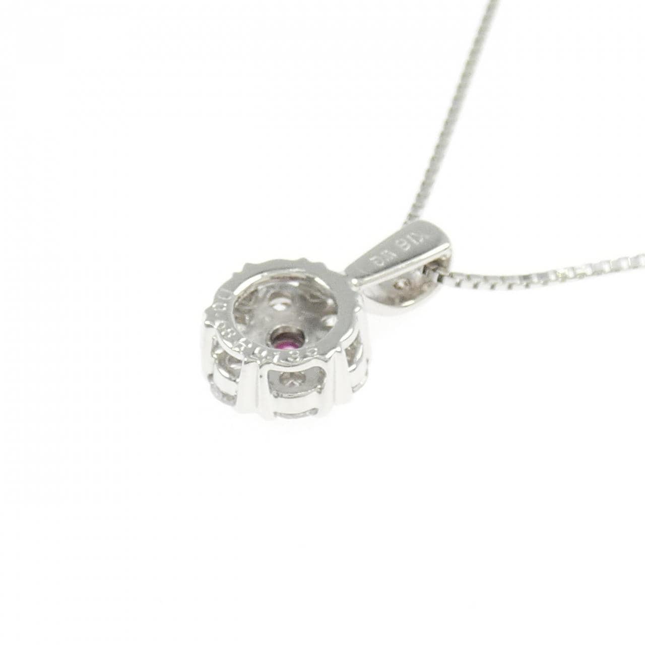 K18WGフラワー  ルビー ネックレス 0.135CT