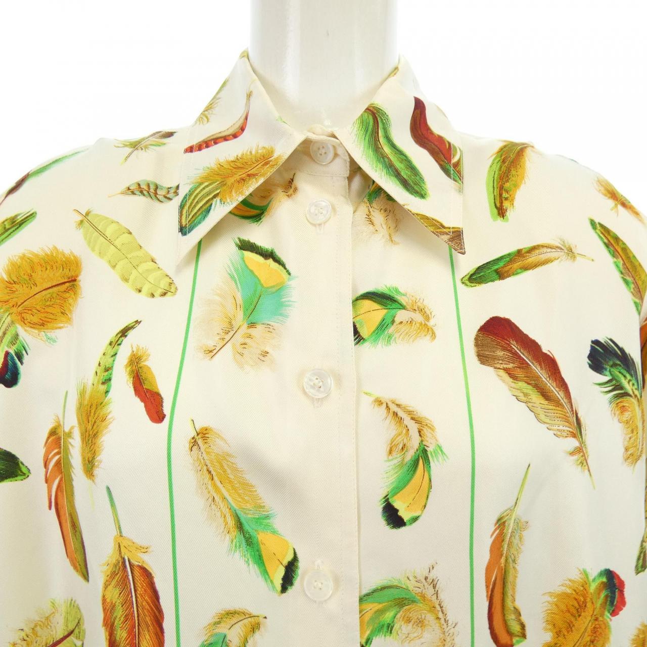 【ヴィンテージ】エルメス HERMES PLUMES ツイルレーヌ. シャツ