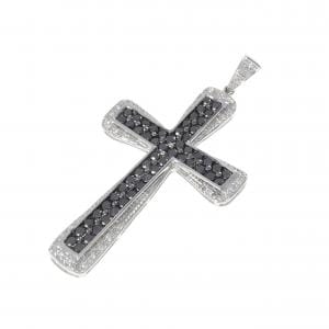 K18WG/K18BG クロス ダイヤモンド ペンダント 2.00CT