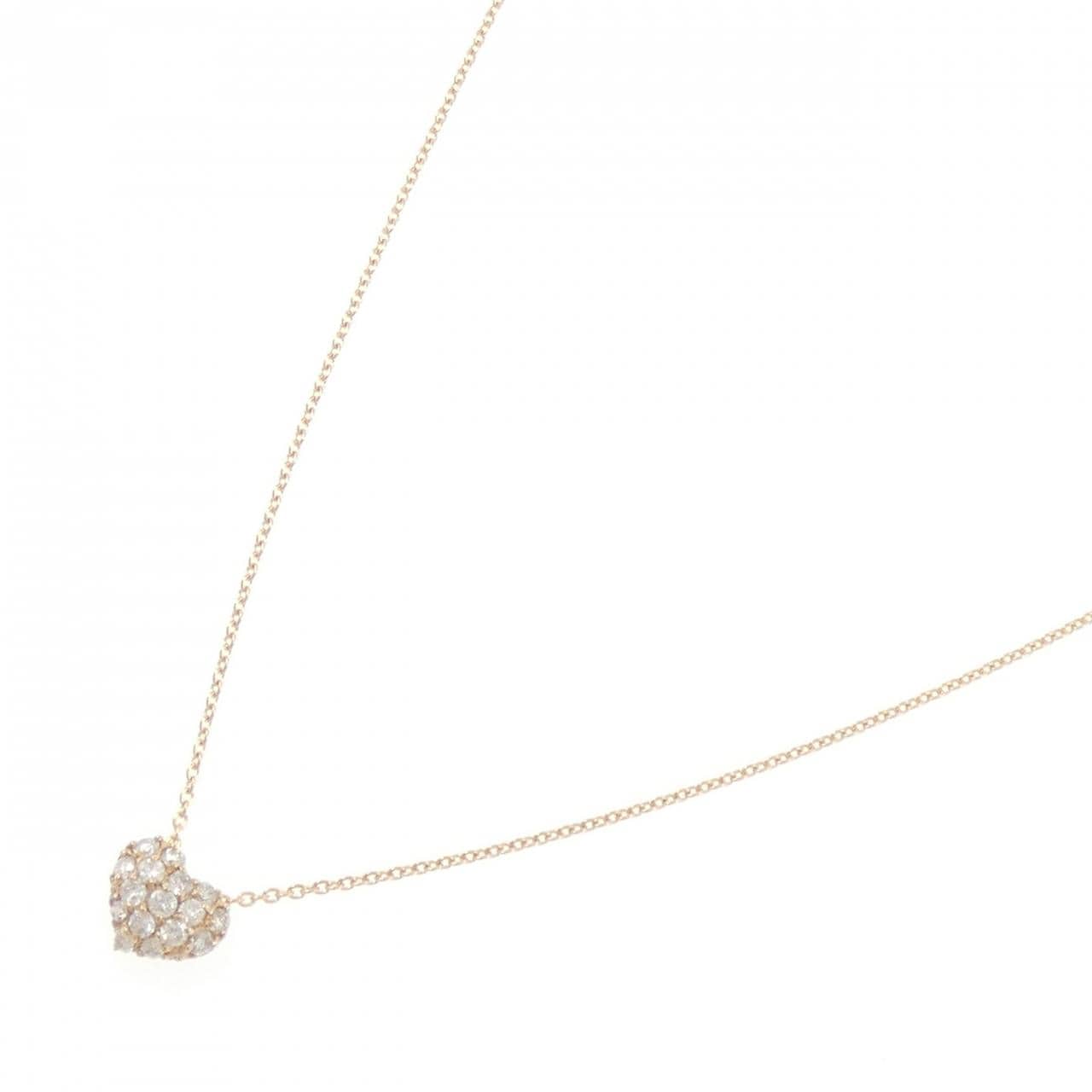 K18PG パヴェ ハート ダイヤモンド ネックレス 0.20CT