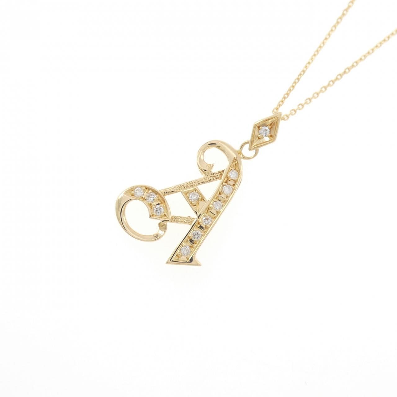 K18YG イニシャルA ダイヤモンド ネックレス 0.10CT