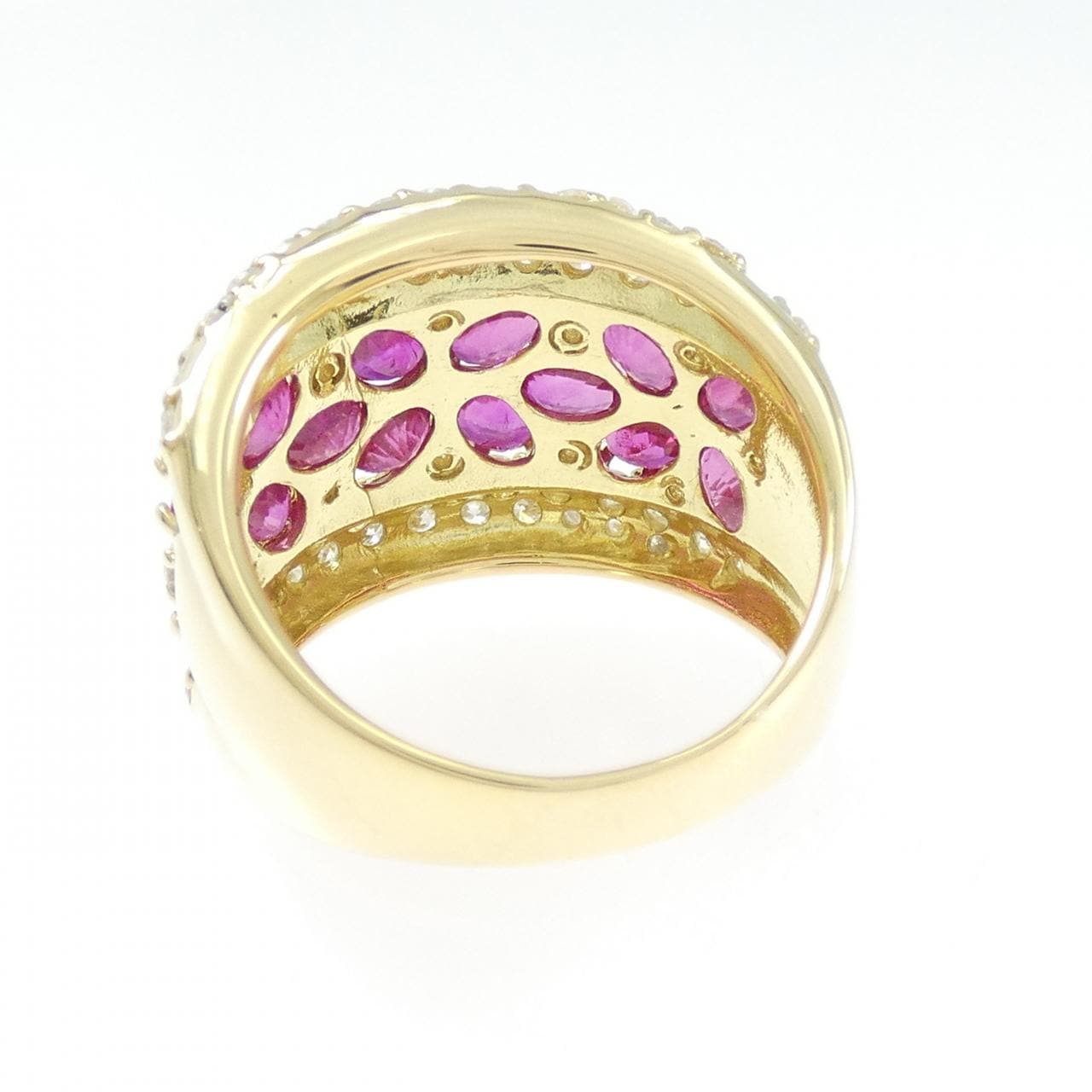 K18YG フラワー ルビー リング 2.87CT