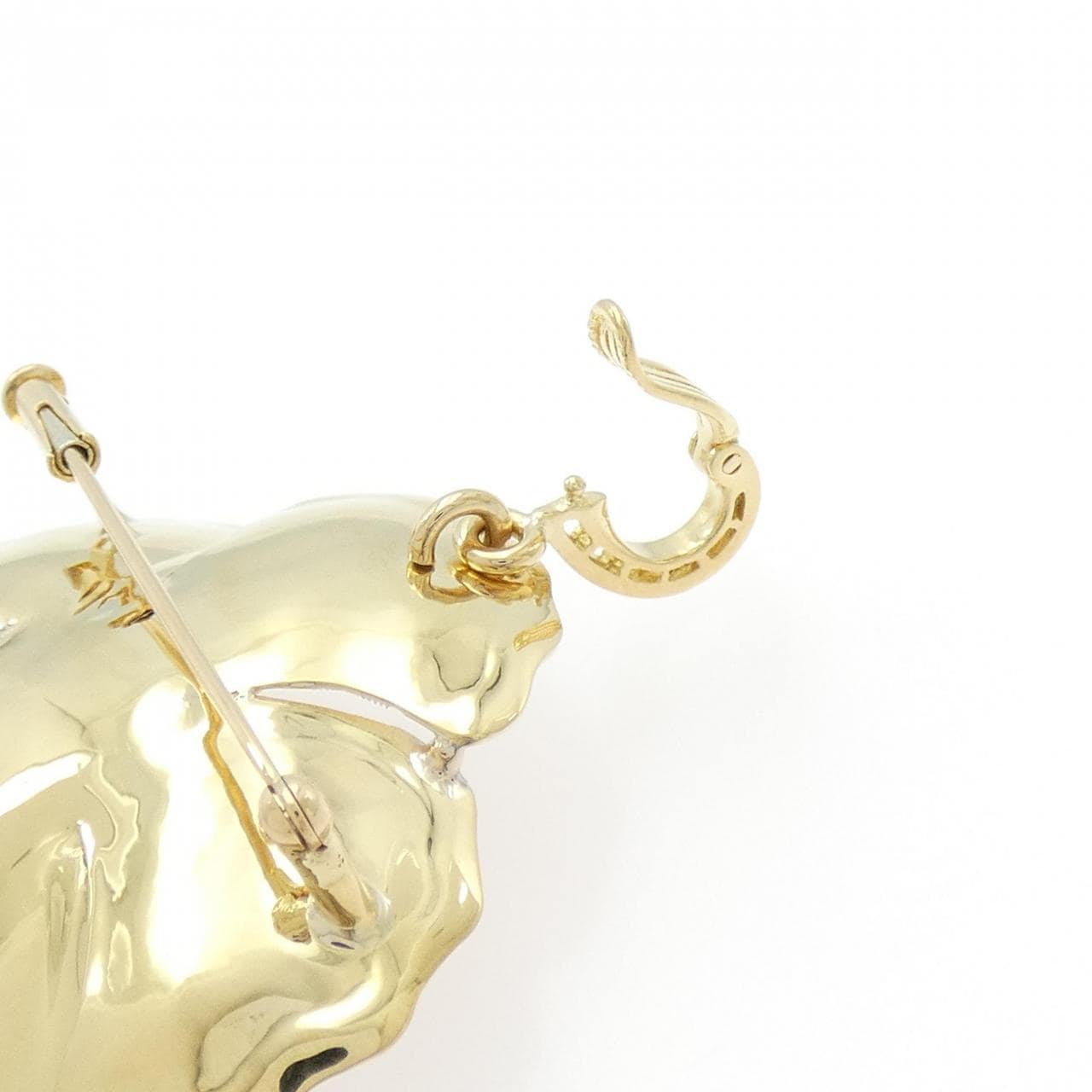 K18YG/K18WG フラワー ダイヤモンド ブローチ 0.38CT