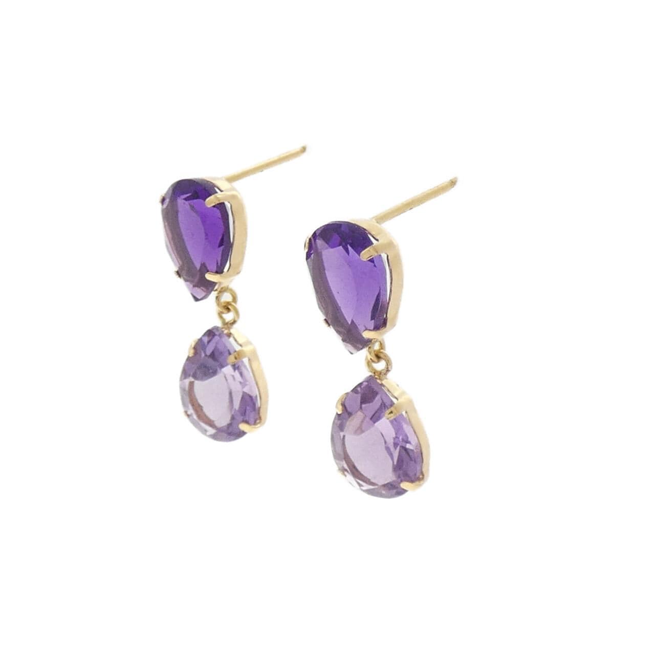 K18YG アメジスト ピアス 3.00CT
