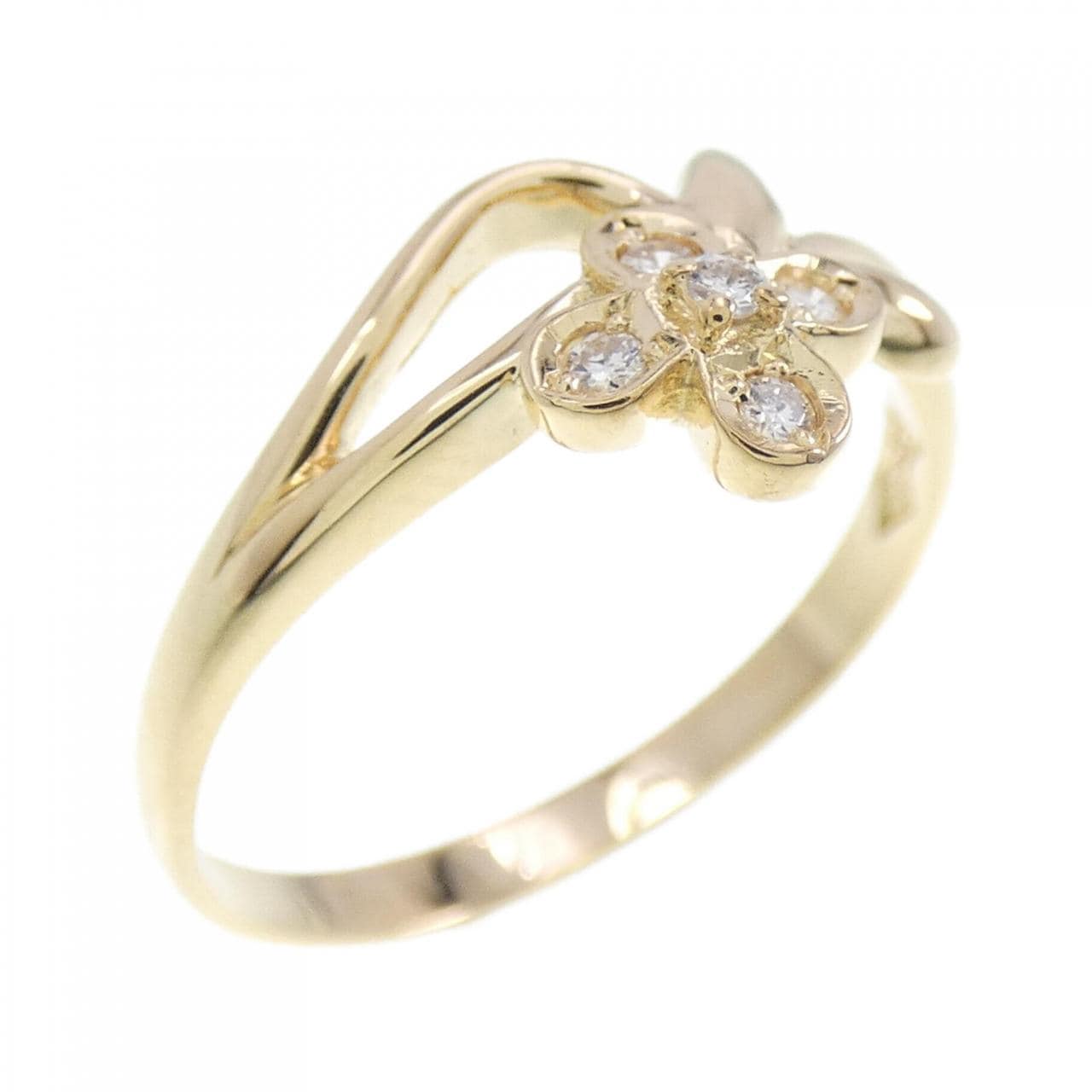 K18YG flower Diamond ring 0.05CT