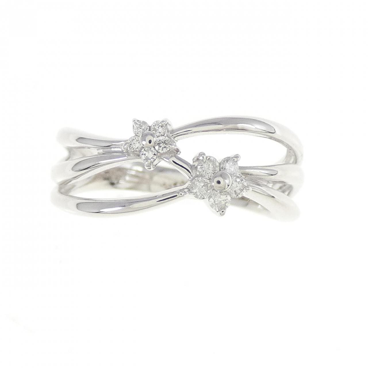 K18WG flower Diamond ring 0.10CT