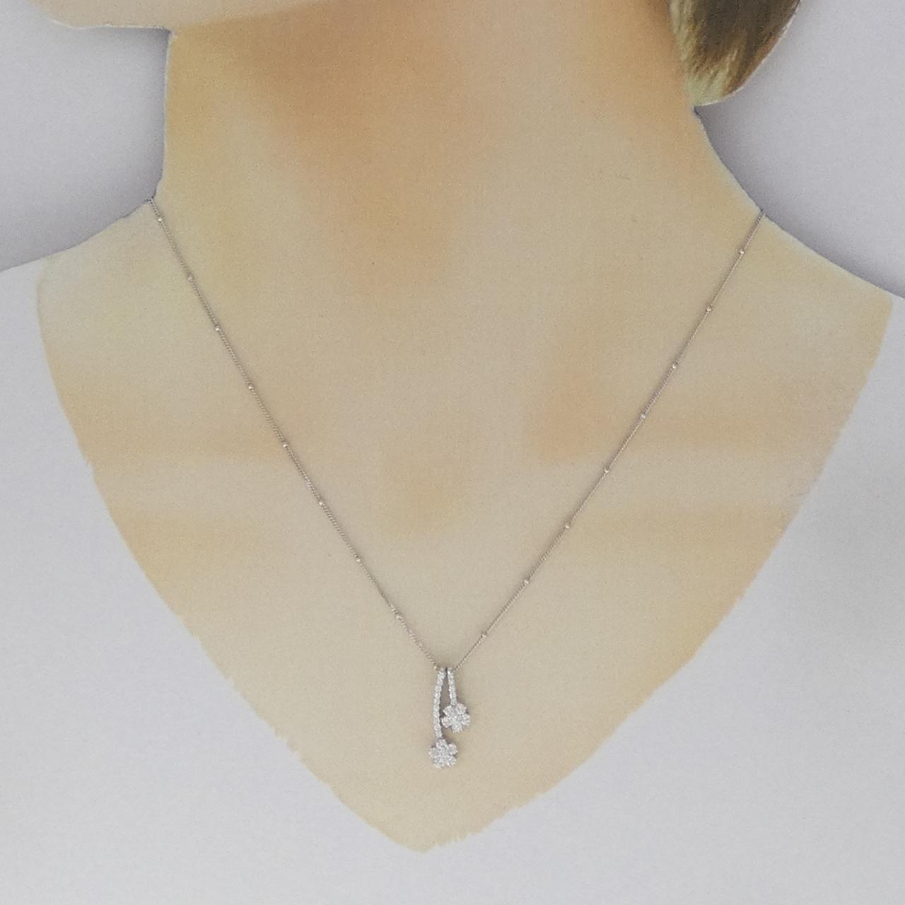K18WG/750WG 2WAY ダイヤモンド ネックレス 0.22CT