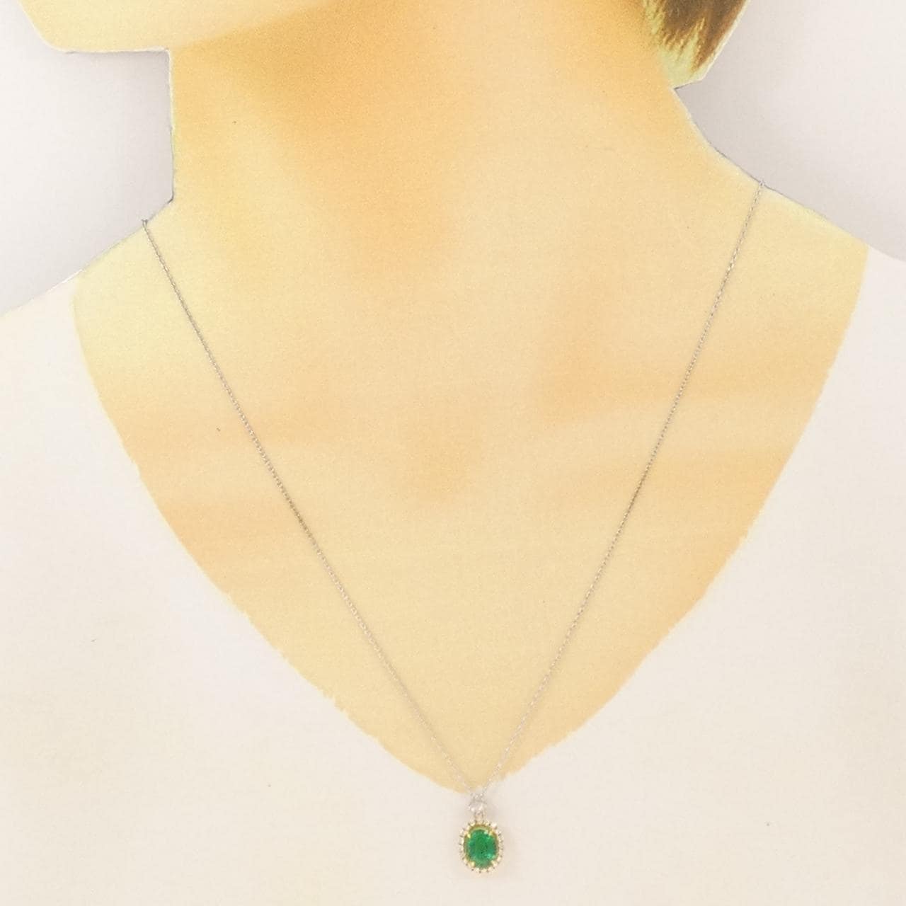 K18YG/K18WG エメラルド ネックレス 1.01CT