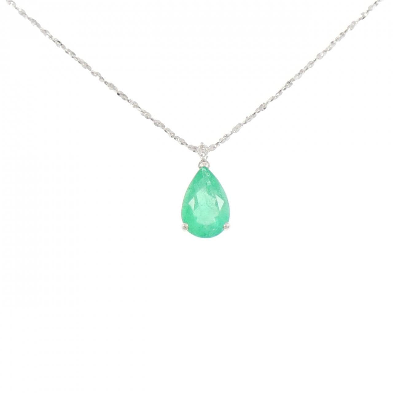 K18WG/PT850 エメラルド ネックレス 1.84CT