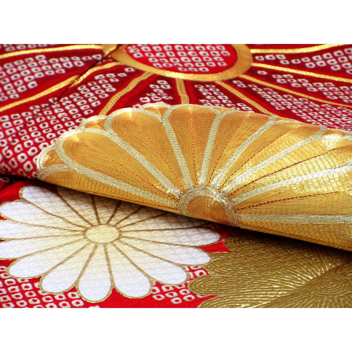 振袖　友禅金彩加工　刺繍入りボカシ染
