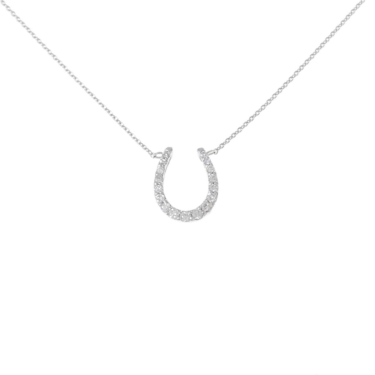 K18WG ホースシュー ダイヤモンド ネックレス 0.20CT