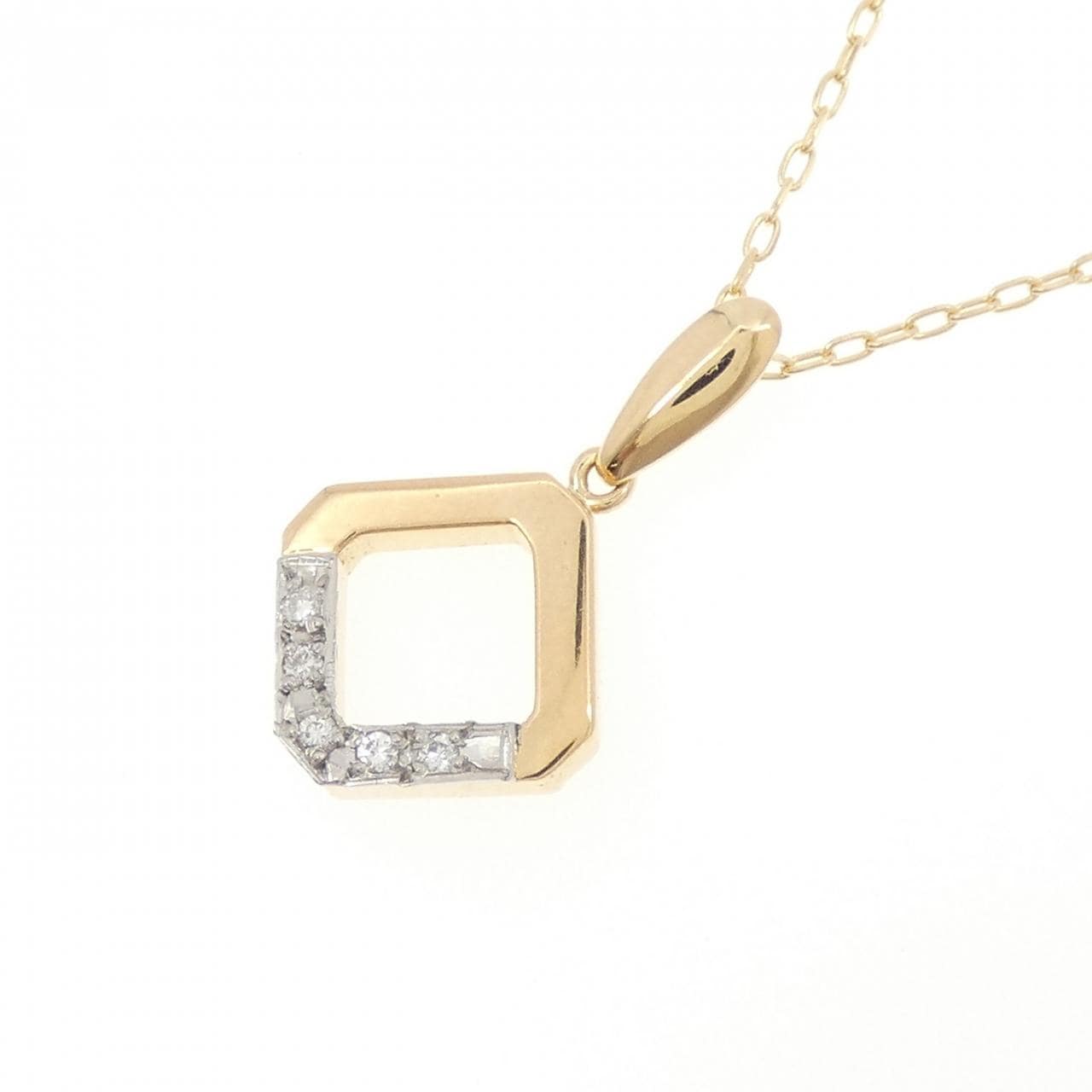 K18YG/PT900 ダイヤモンド ネックレス 0.03CT