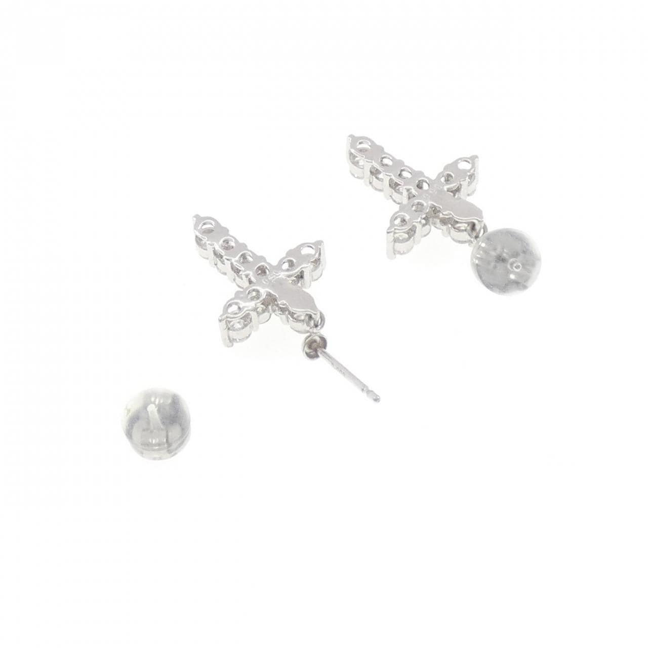 PT900 クロス ダイヤモンド ピアス 1.00CT