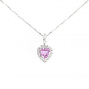 PT900/PT850 非加熱 ハート サファイヤ ネックレス 0.979CT