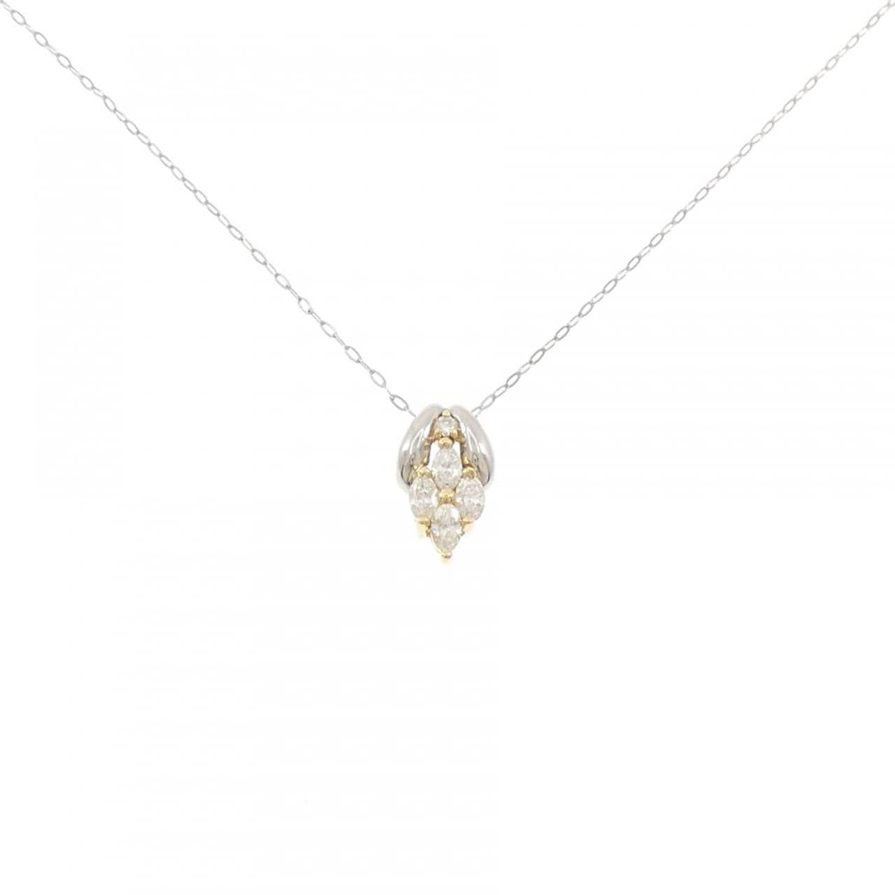 K18YG/PT900/PT850 ダイヤモンド ネックレス 0.38CT