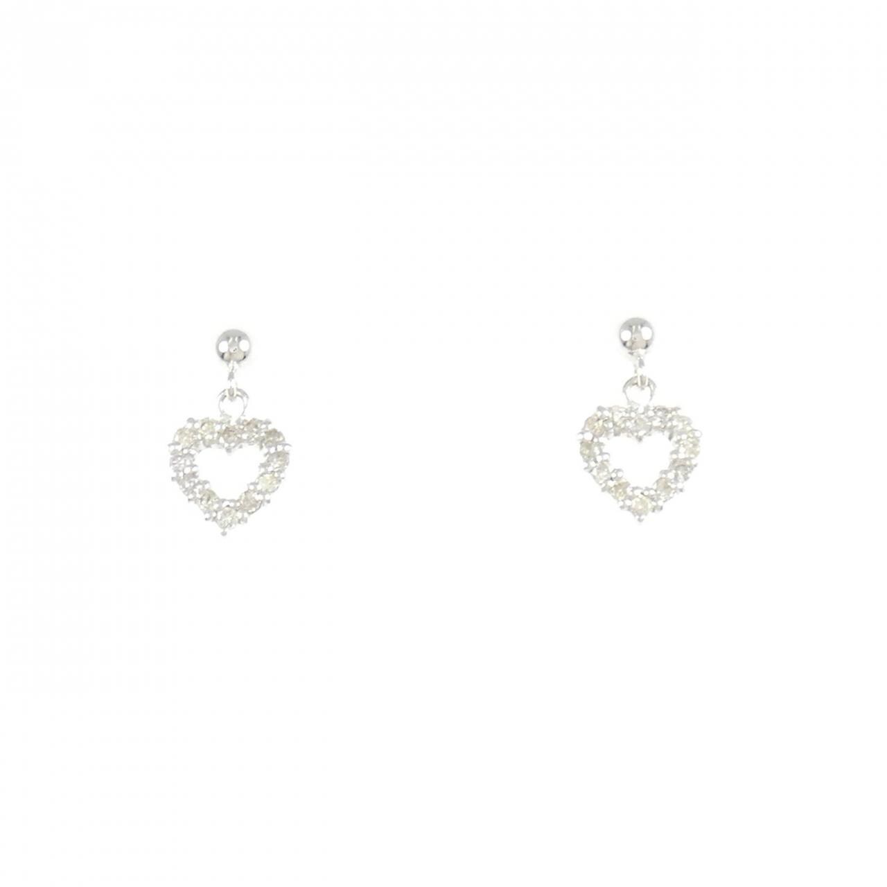 K18WG ハート ダイヤモンド ピアス 0.16CT