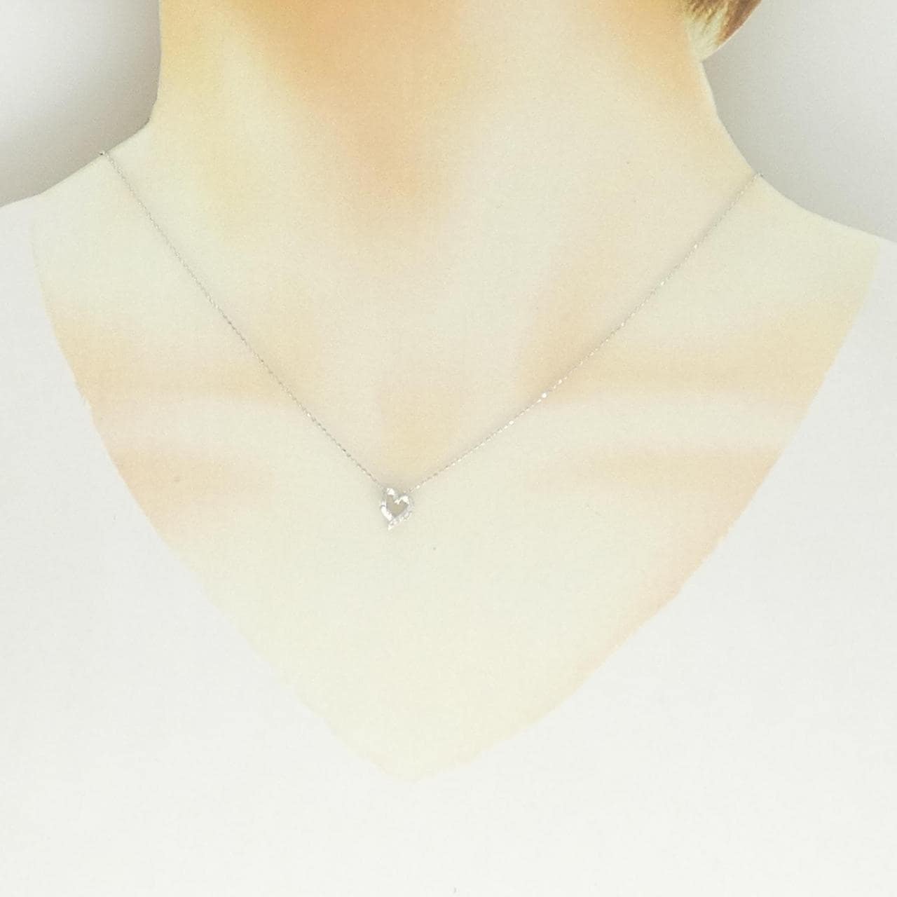 K18WG ハート ダイヤモンド ネックレス 0.03CT