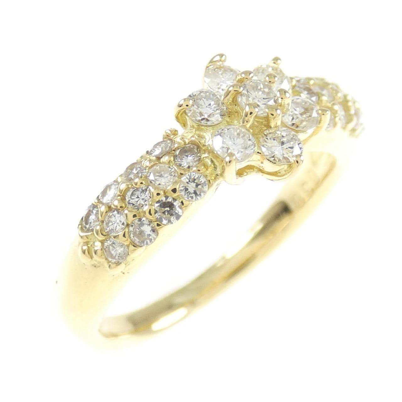 K18YG フラワー ダイヤモンド リング 0.38CT