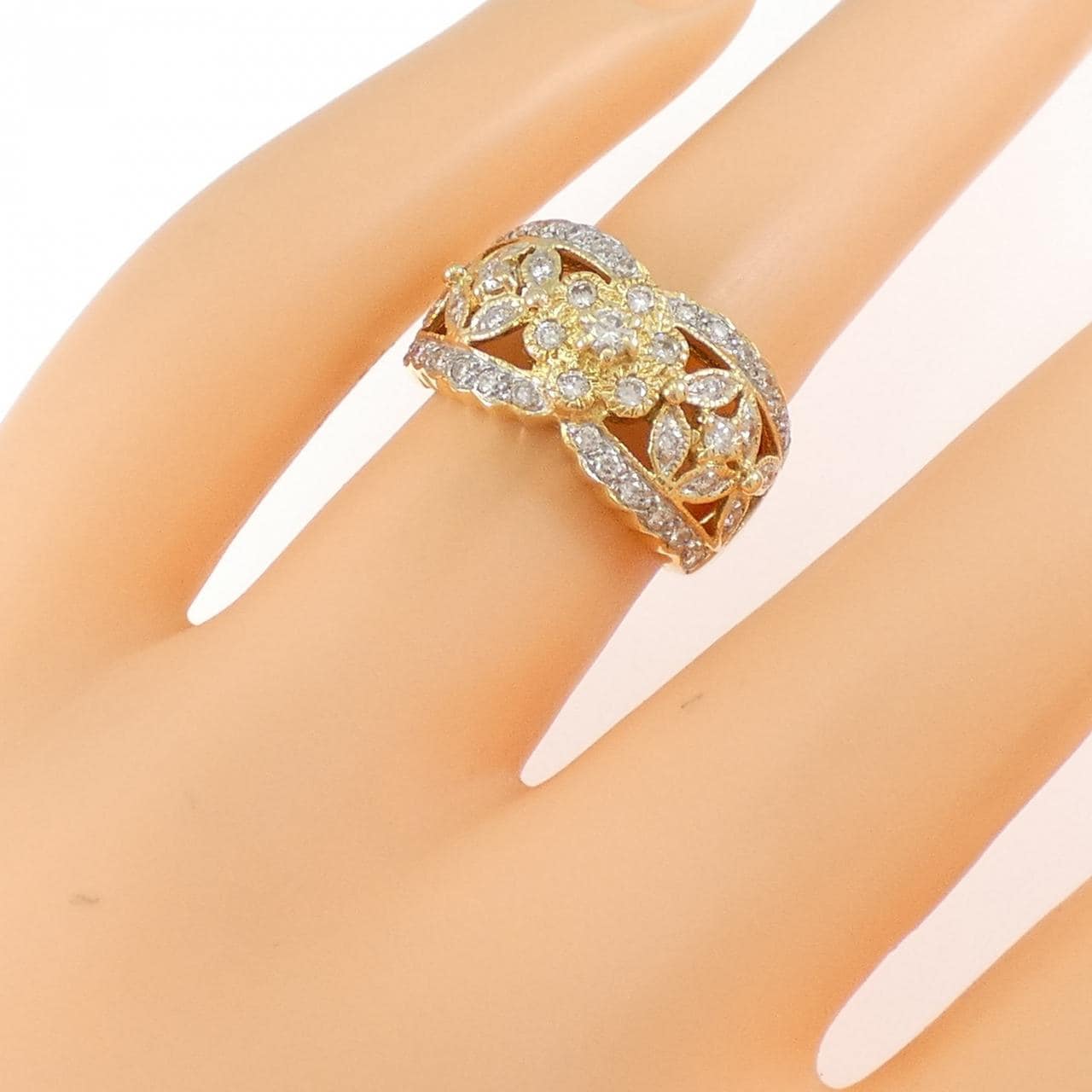 K18YG/K18WG花朵鑽石戒指0.50CT