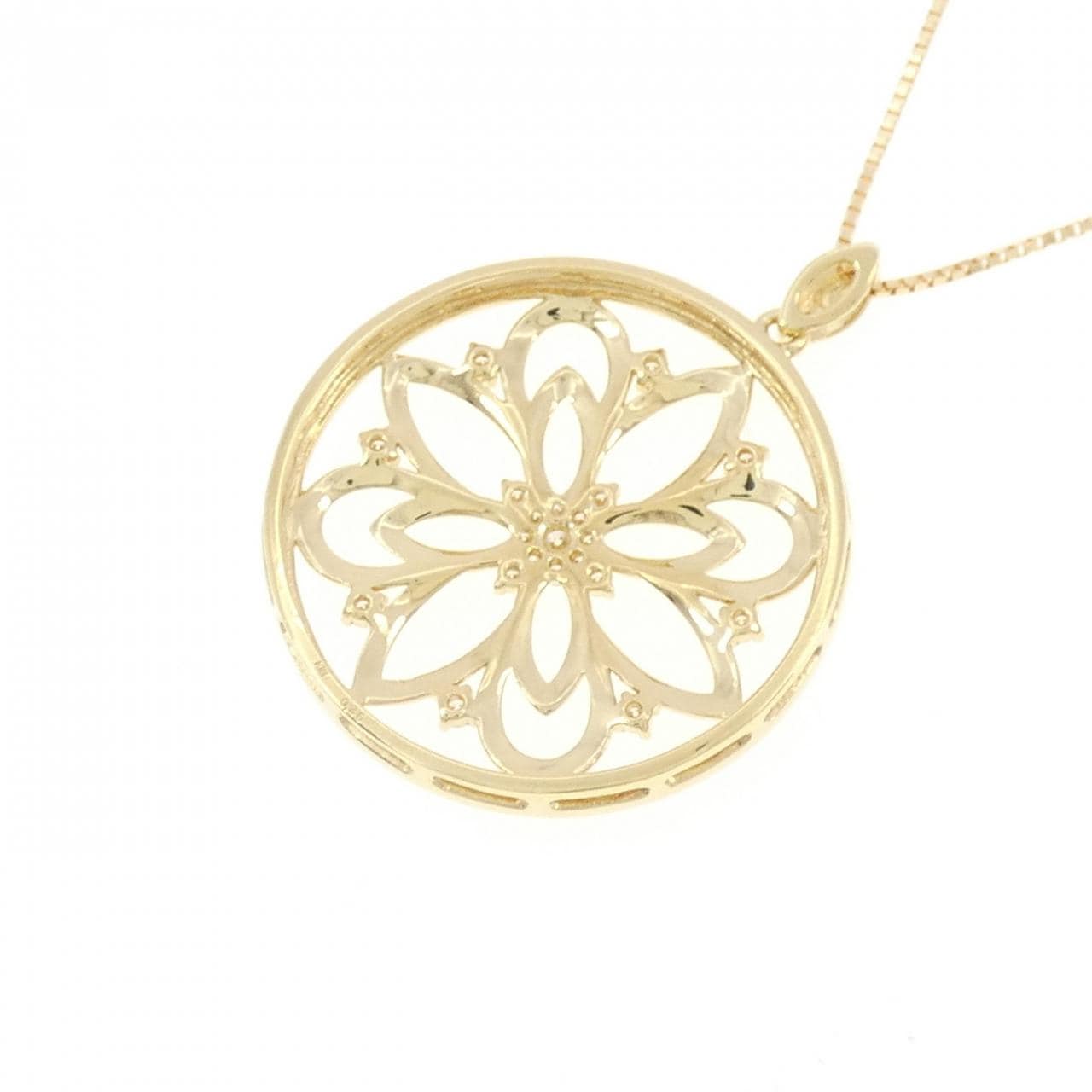 K18YG フラワー ダイヤモンド ネックレス 0.25CT