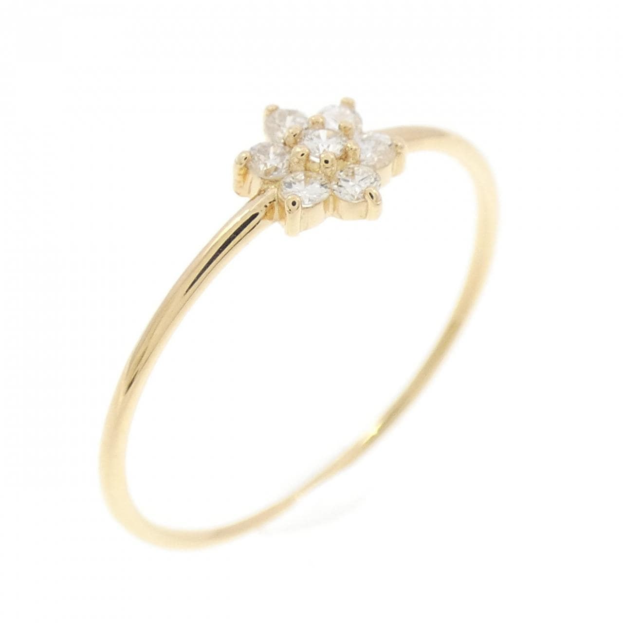 【リメイク】K18YG フラワー ダイヤモンド リング 0.10CT
