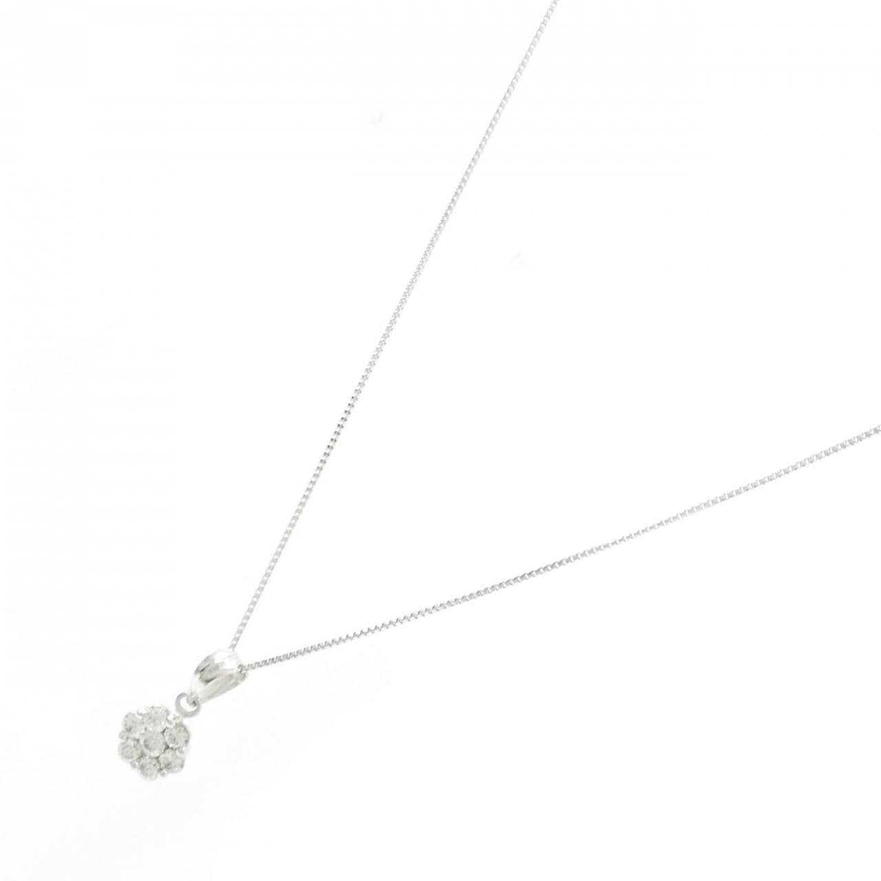 K18WG フラワー ダイヤモンド ネックレス 0.25CT
