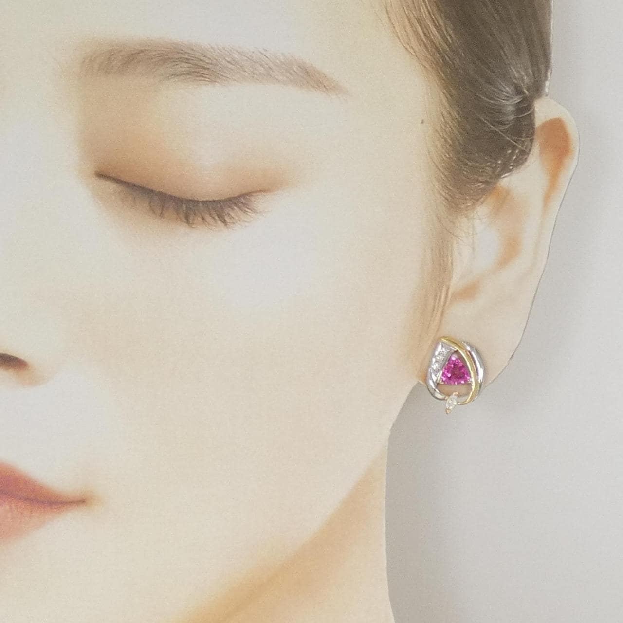 K18YG/PT トルマリン ピアス 1.20CT