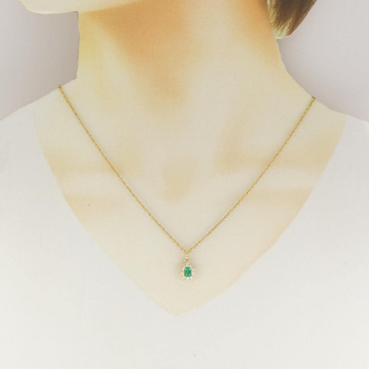 K18YG エメラルド ネックレス 0.43CT