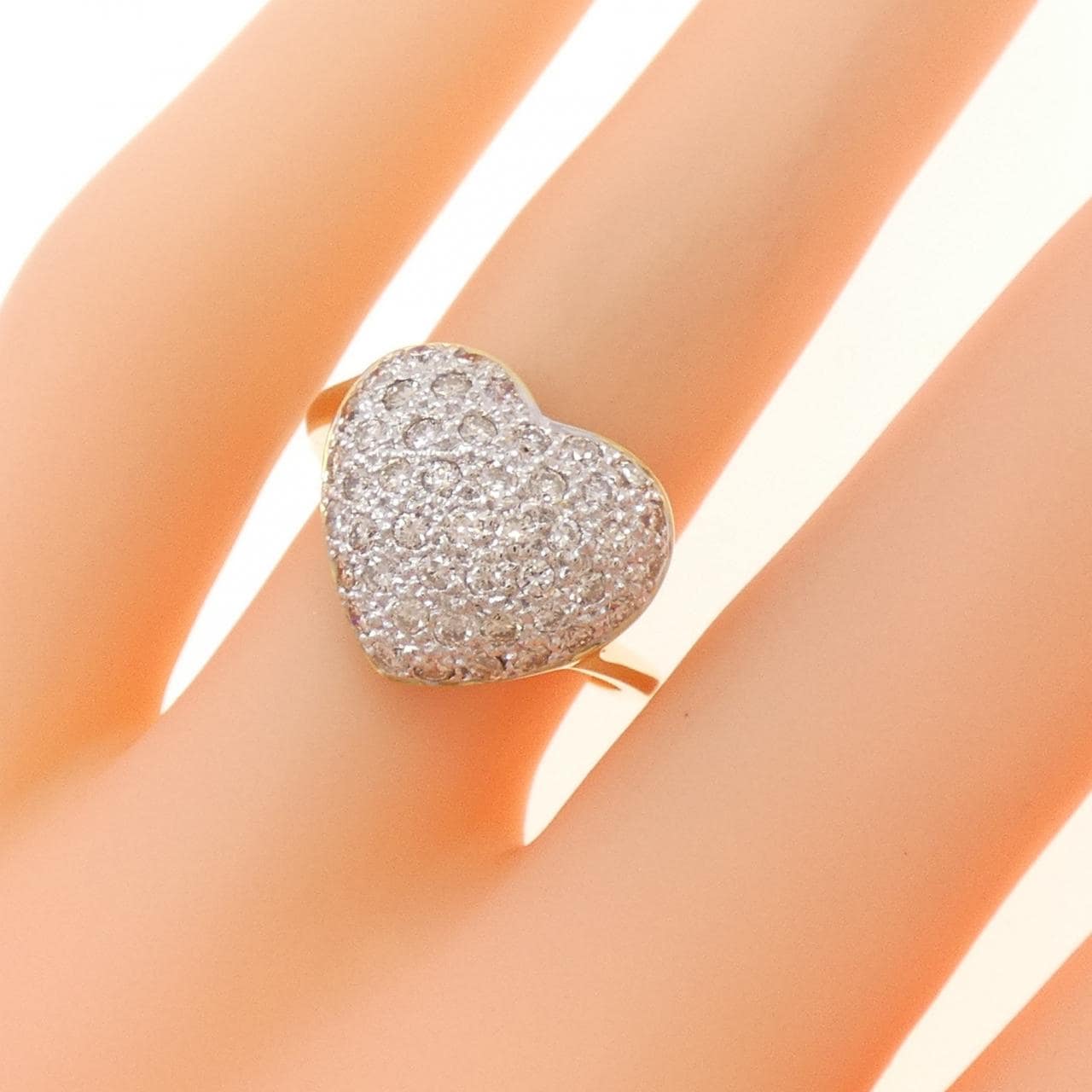 K18YG/K18WG Pave Heart Diamond Ring 0.78CT