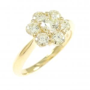 K18YG フラワー ダイヤモンド リング 1.04CT