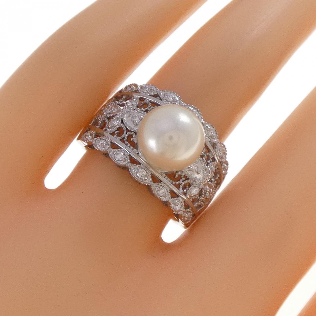 K18WG アコヤパール リング 8.6mm