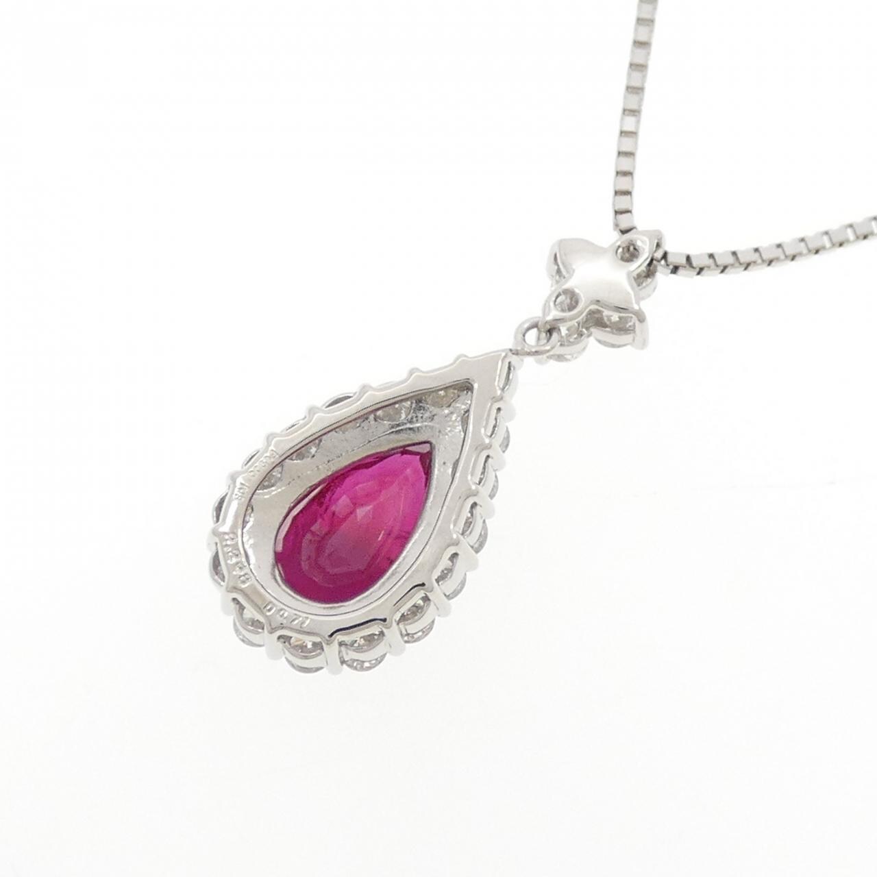 PT900/K18YG/PT850 ルビー ネックレス 2.238CT ビルマ産