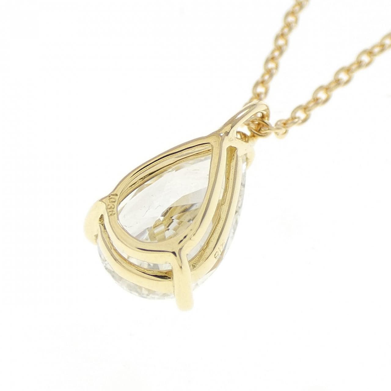 【リメイク】K18YG ダイヤモンド ネックレス 1.038CT H SI2 ペアシェイプ