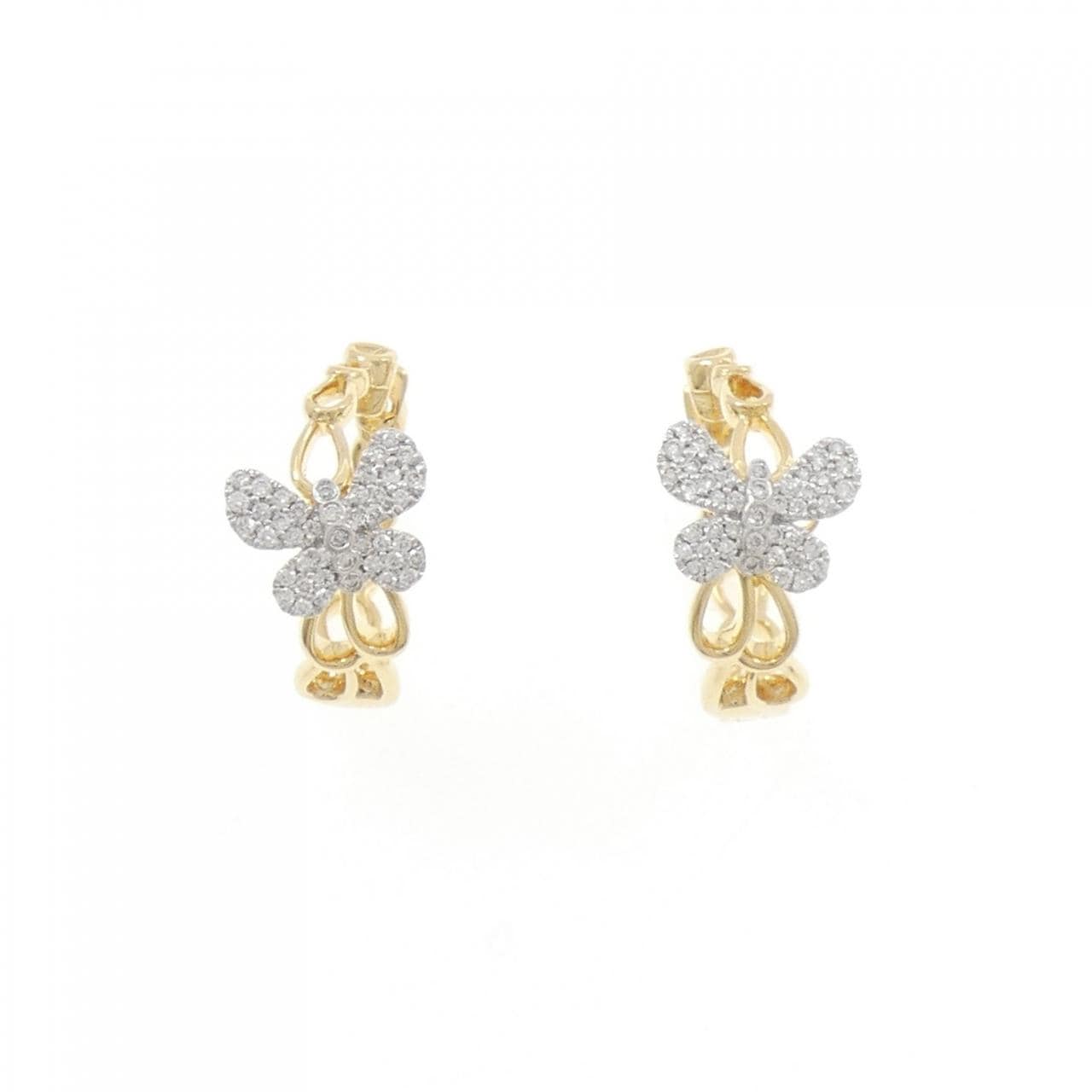 750YG/750WG バタフライ ダイヤモンド ピアス 0.24CT