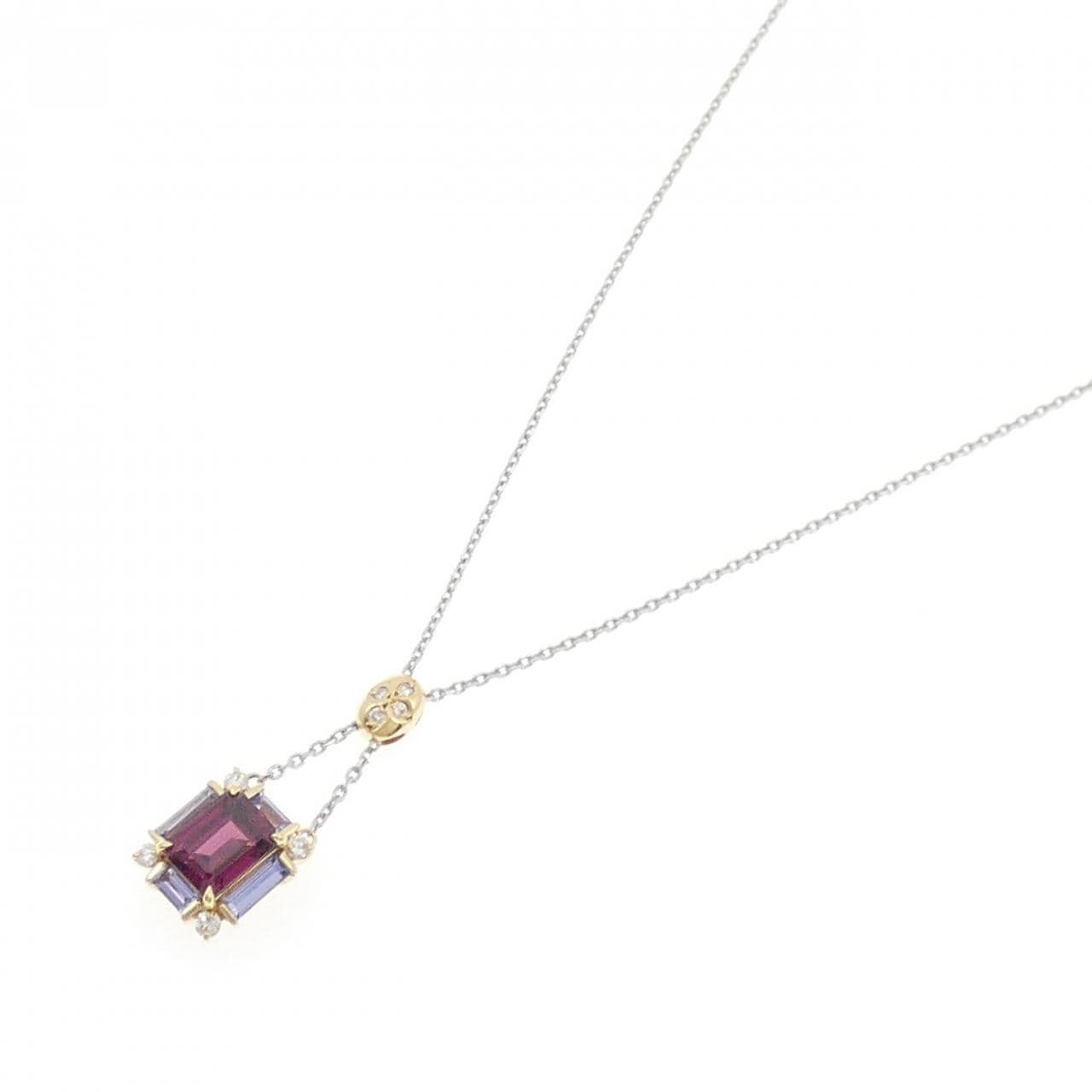 K18YG/PT850 ガーネット ネックレス 1.50CT