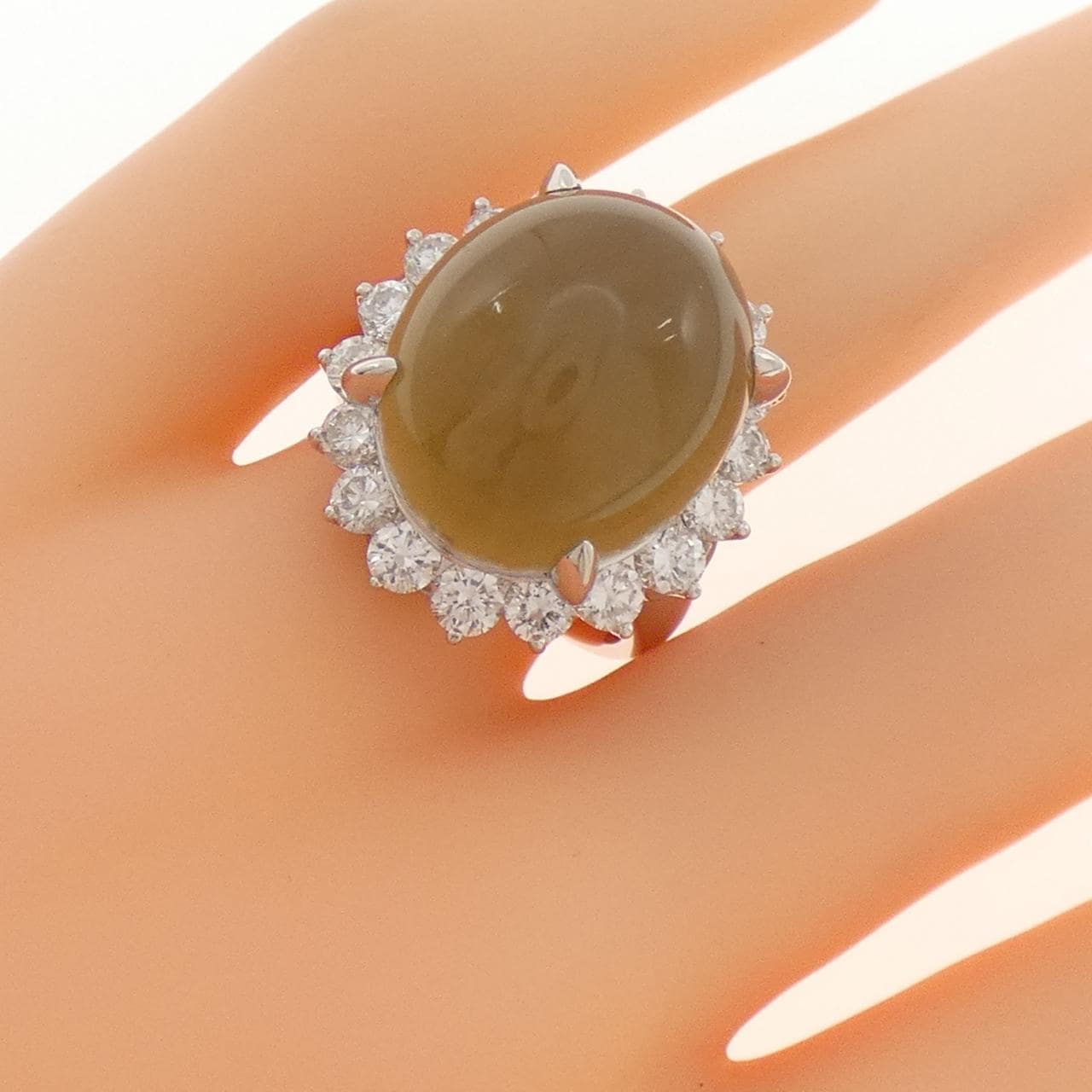 PT900 クオーツキャッツアイ リング 17.72CT