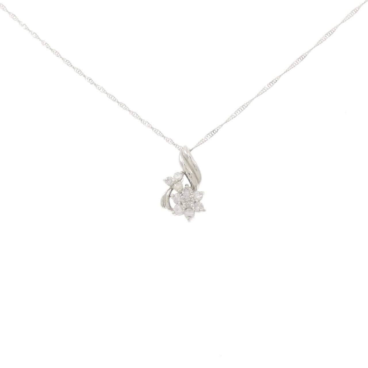 PT900/PT850 フラワー ダイヤモンド ネックレス 0.20CT