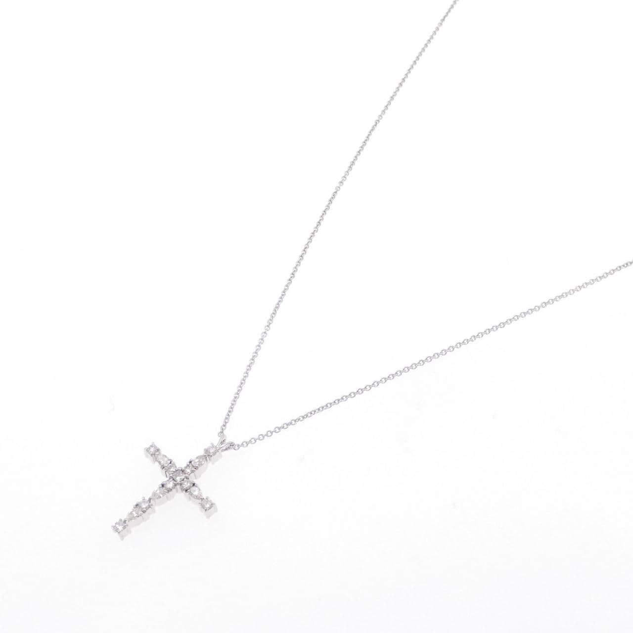 K18WG クロス ダイヤモンド ネックレス 0.40CT