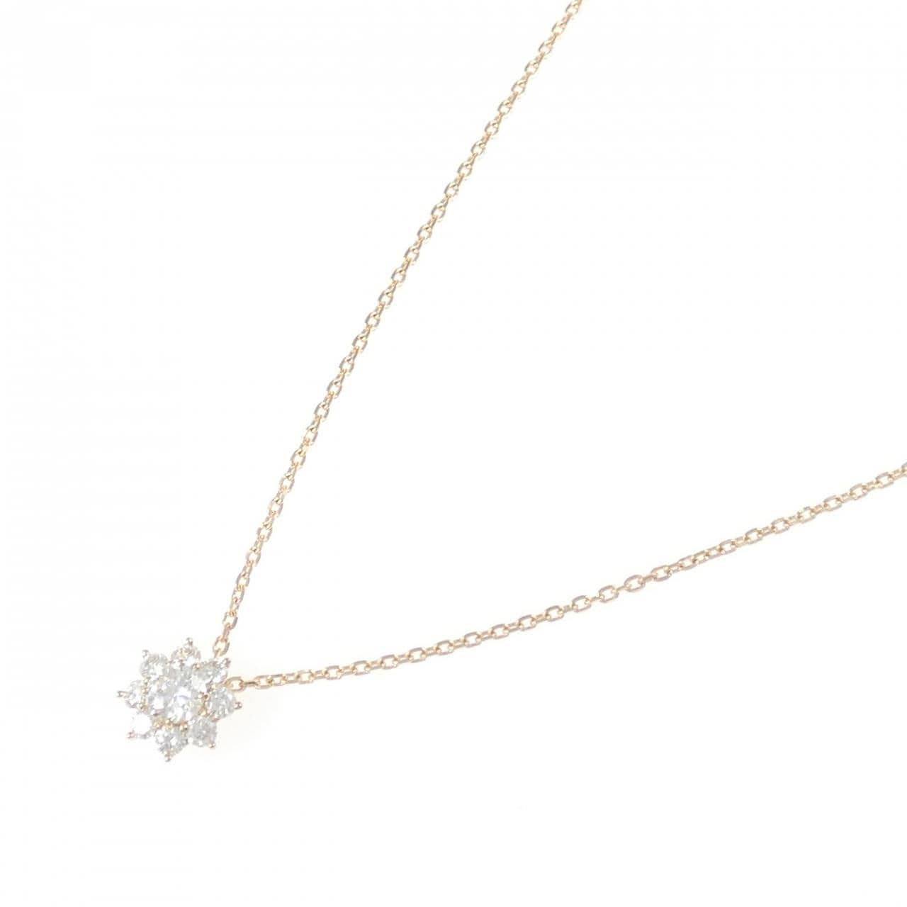 K18PG フラワー ダイヤモンド ネックレス 0.235CT