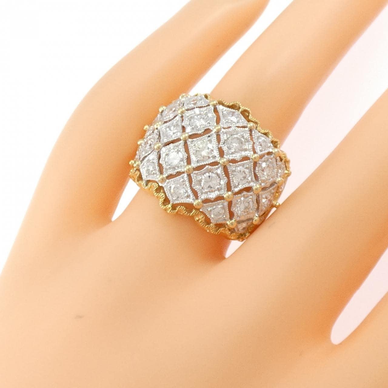 K18YG/PT900 ダイヤモンド リング