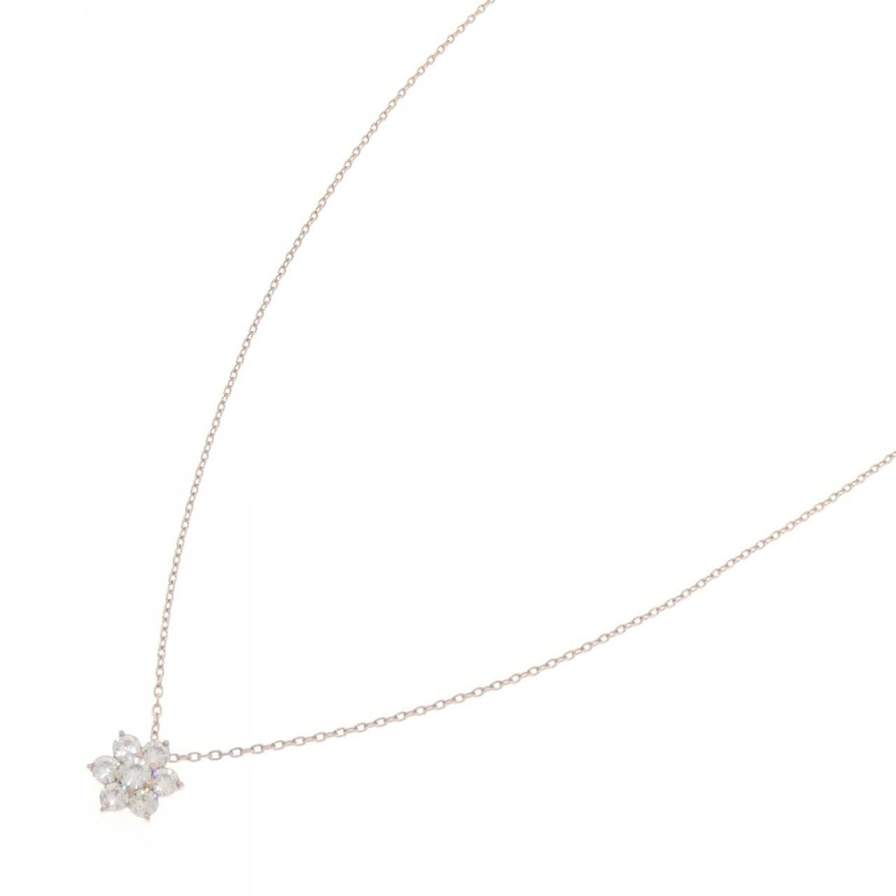 K18PG フラワー ダイヤモンド ネックレス 0.40CT