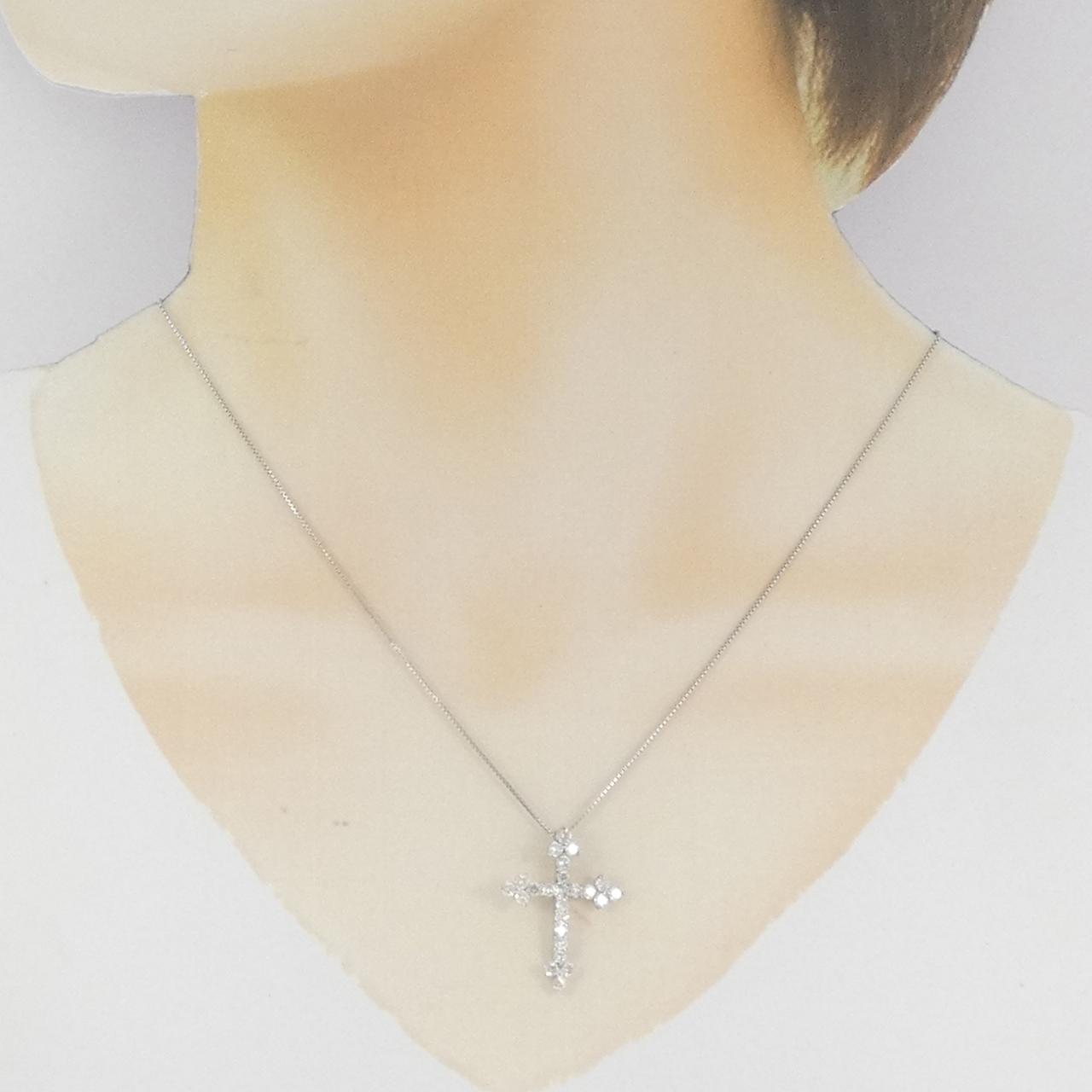 K18WG クロス ダイヤモンド ネックレス 1.00CT