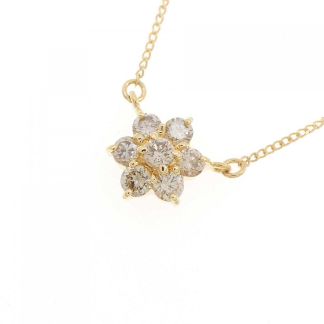 K18YG フラワー ダイヤモンド ネックレス 0.51CT
