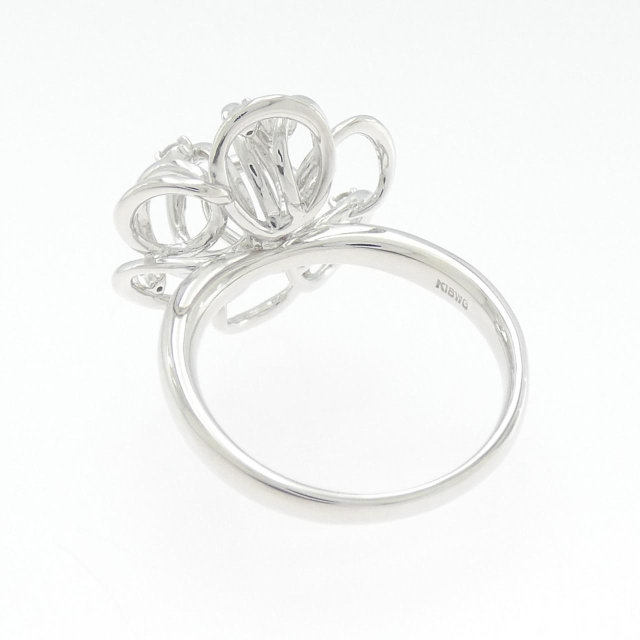 K18WG花朵钻石戒指0.15CT