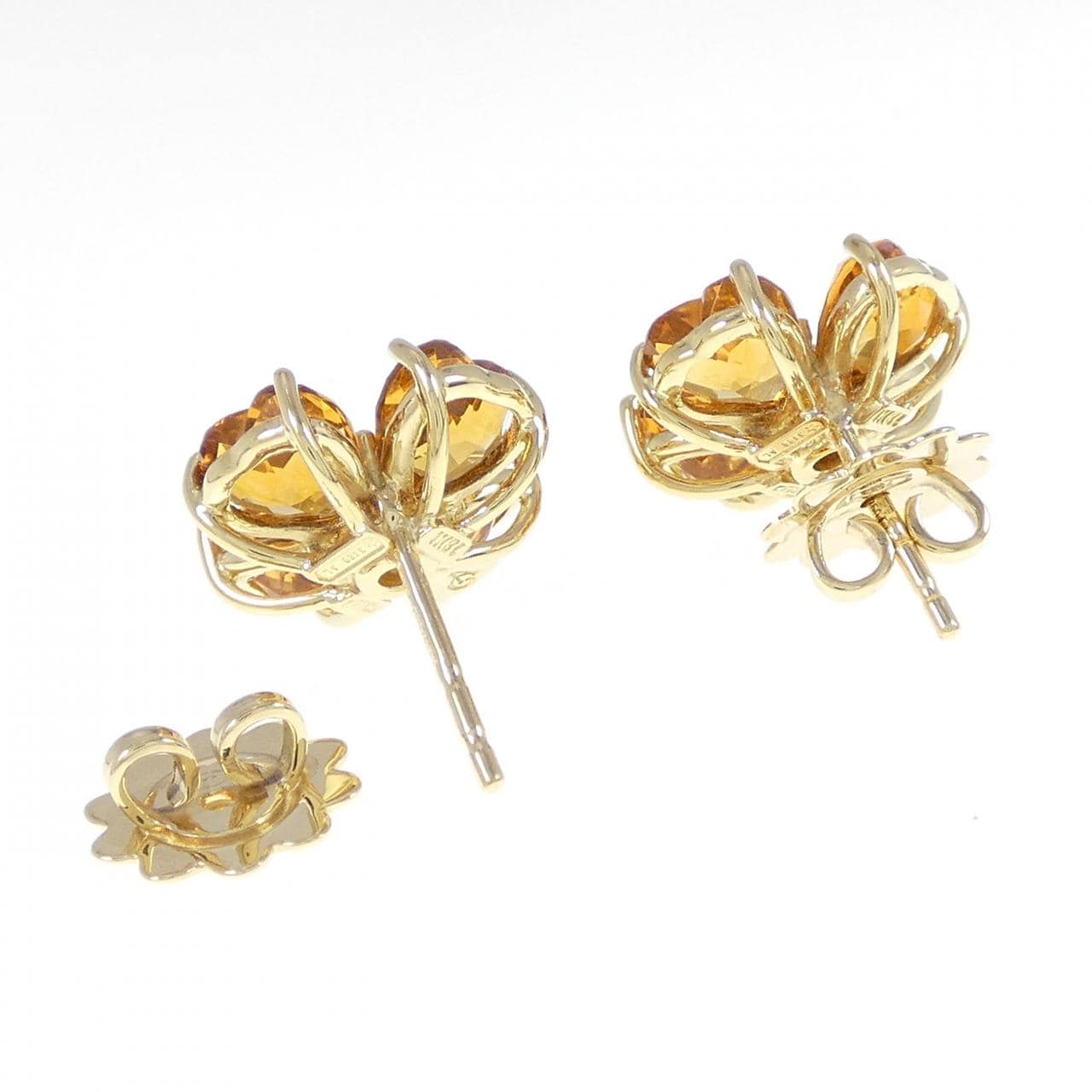 750YG フラワー シトリン ピアス